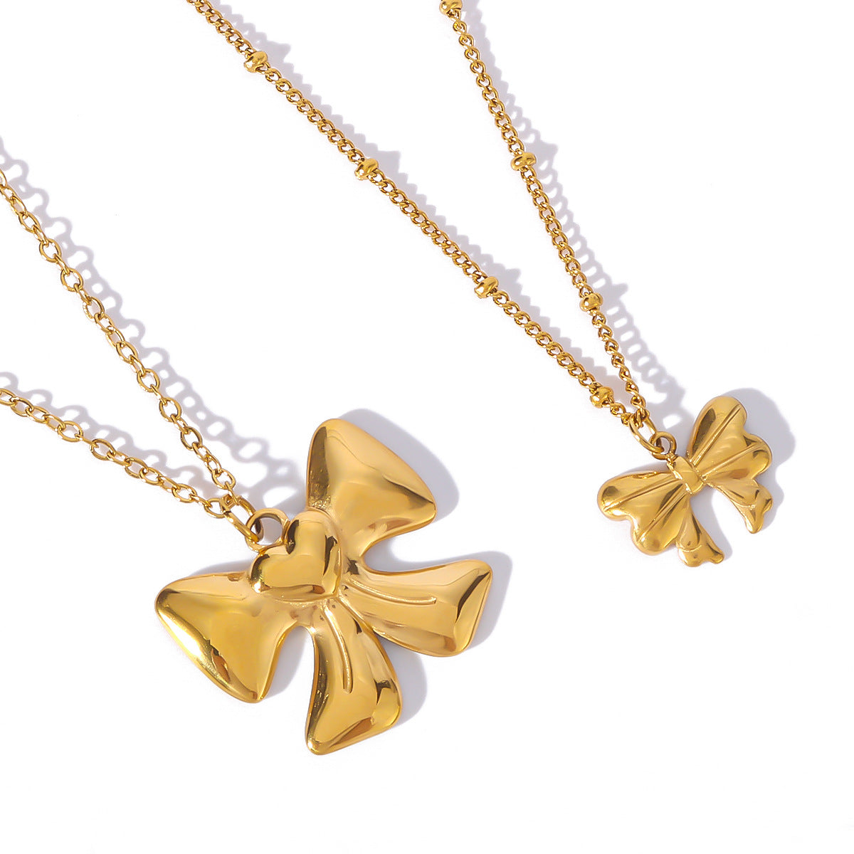 Wholesale Bow Heart Stainless Steel 18K Gold Plated Necklace
