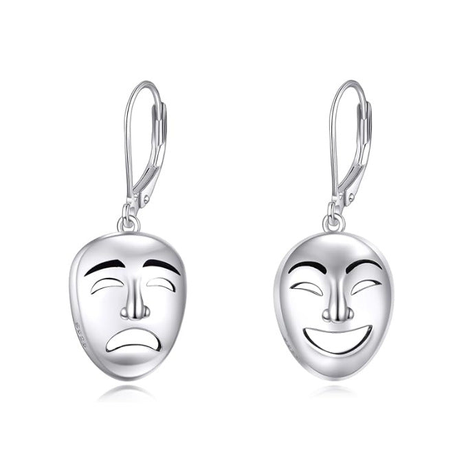 Wholesale  Creative Comedy and Tragedy Masks Sad and Happy Earrings
