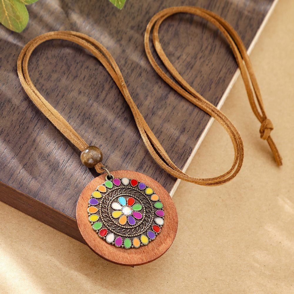Wholesale Bohemian Geometric Colorful Drop Pendant Necklace Zinc Alloy Fashion Accessory for Travel Gift