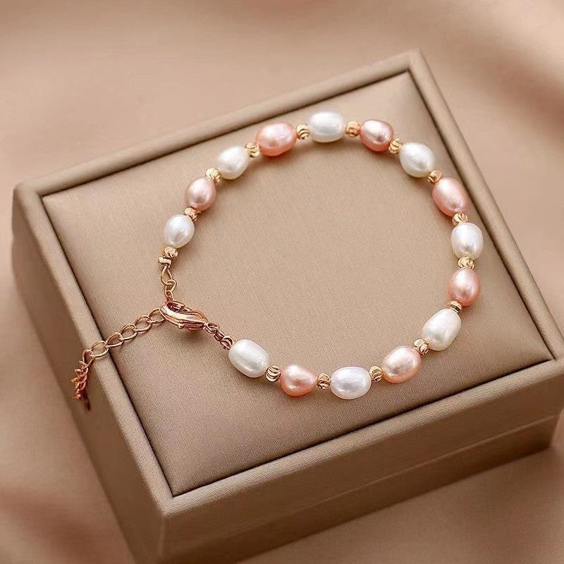 Wholesale French Romantic Colorful Pearl Bracelet Handmade Beaded Jewelry Accessory Gift for Women