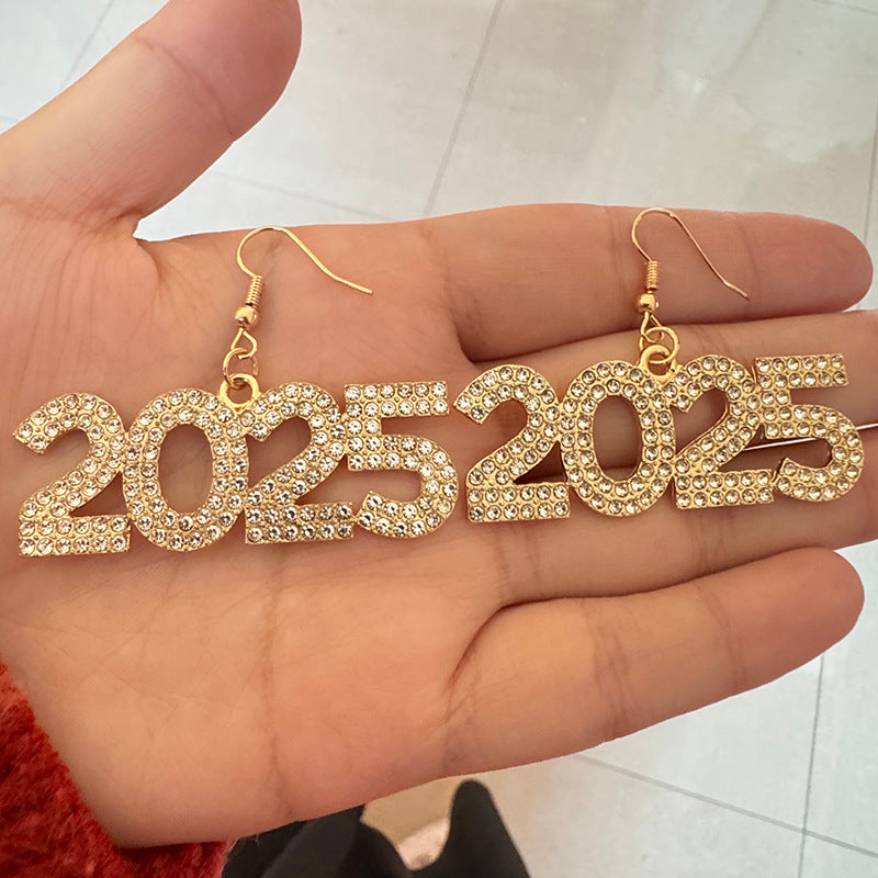 Wholesale  2025 Digital Alloy Earrings