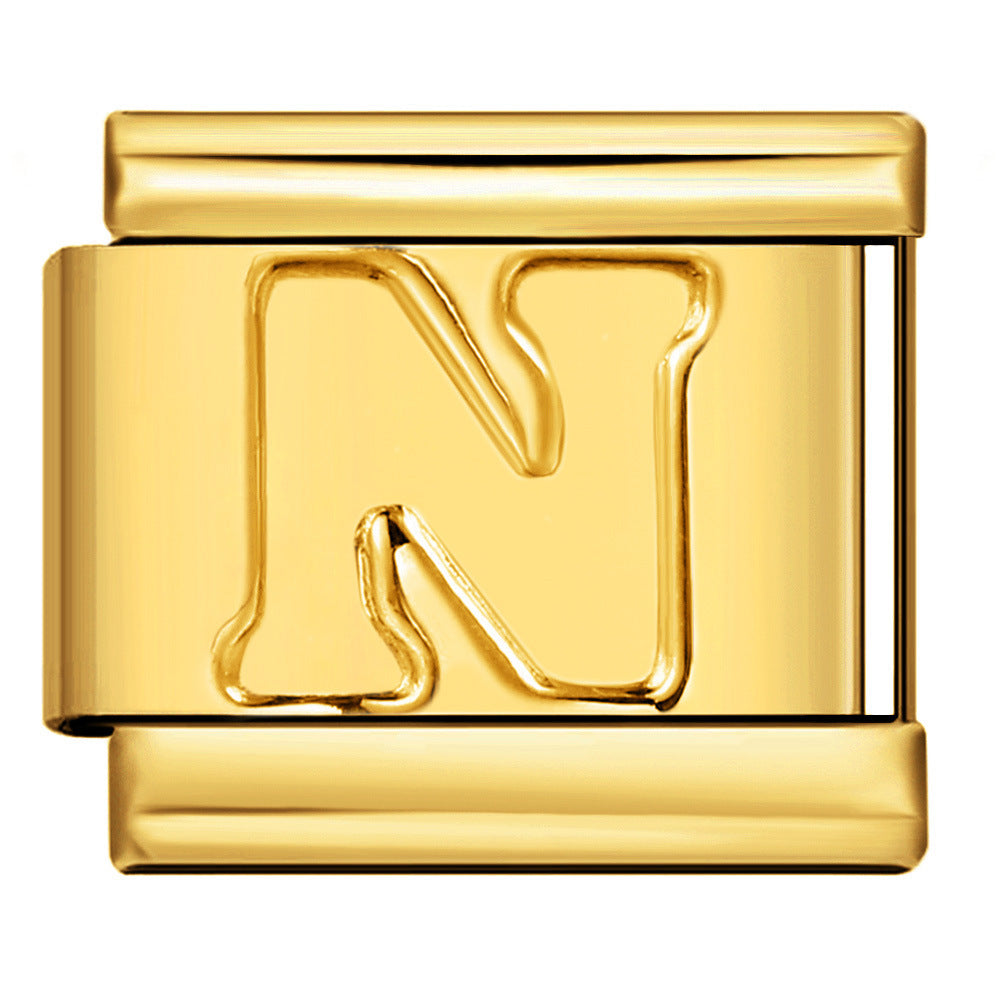 Wholesale Gold Plated Stainless Steel Concave Letter Modular Bracelet - DIY Jewelry Accessory for Boutique Resale