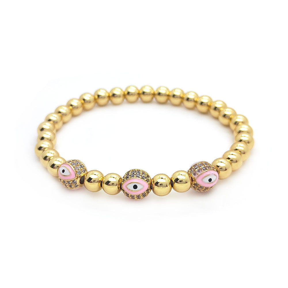 Wholesale 18K Gold Beaded Oil Dripping Devil's Eye Bracelet ACC-BT-Qiqi012