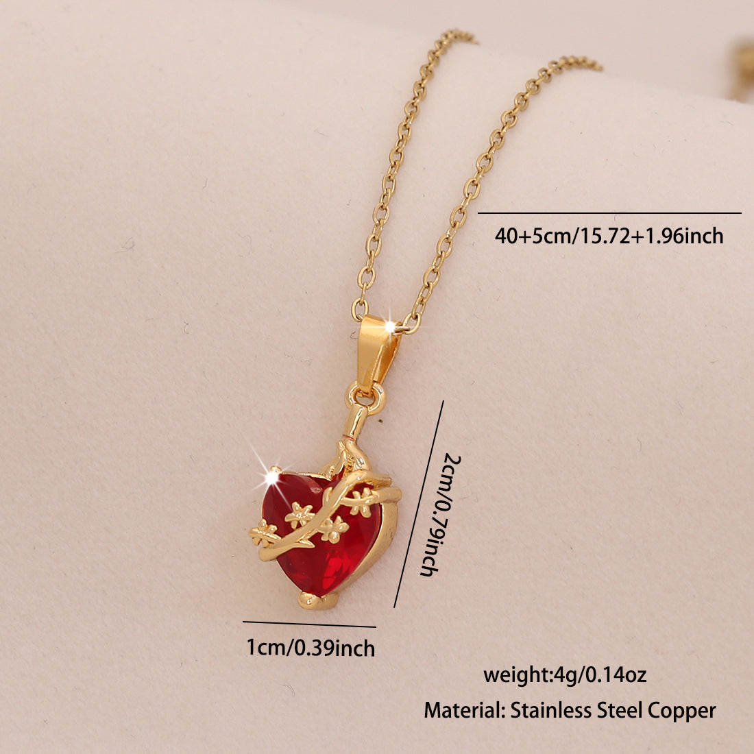Wholesale Red Heart Light Luxury Stainless Steel Clavicle Necklace