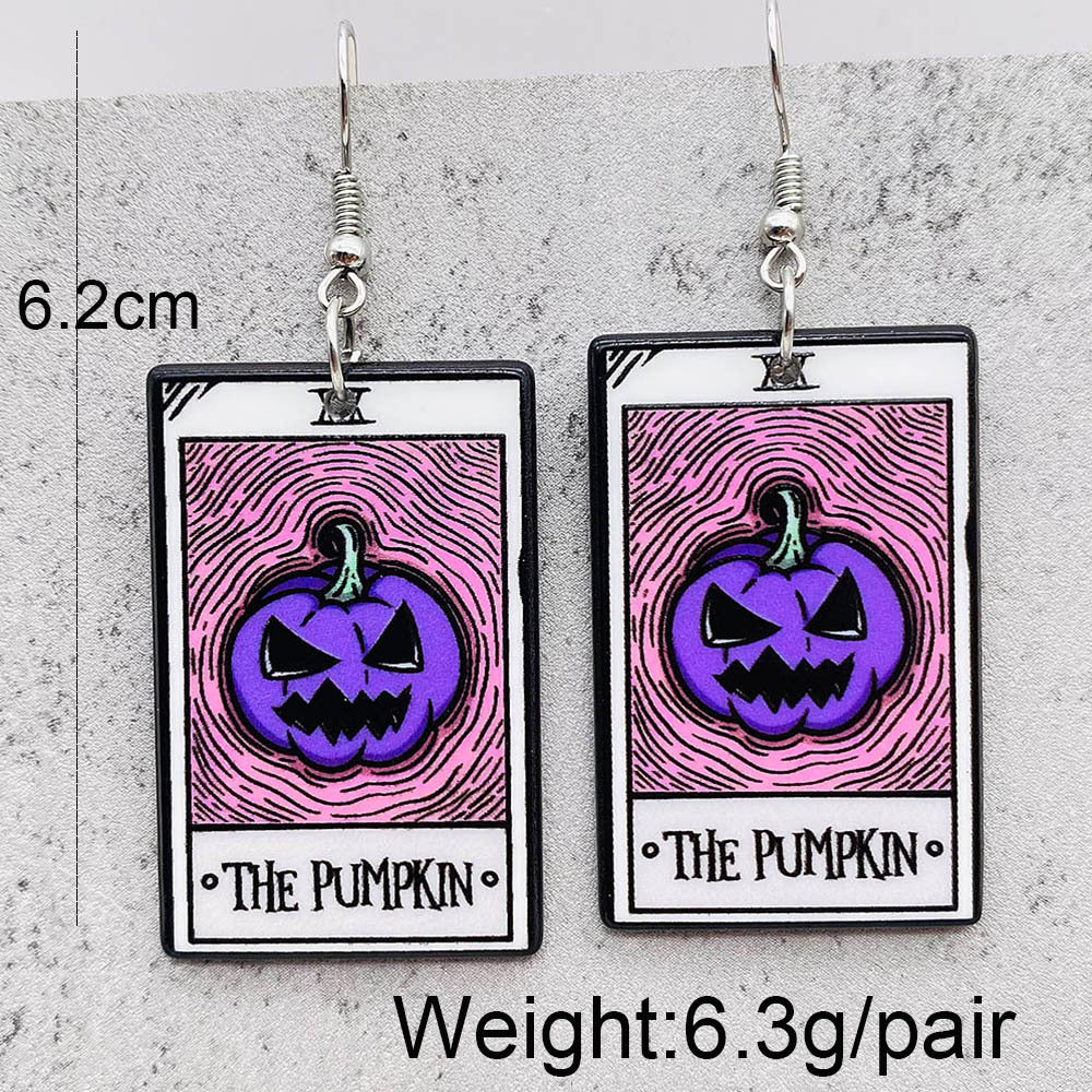 Wholesale Halloween Horror Pumpkin Ghost Tarot Acrylic Earrings ACC-ES-ChenY025