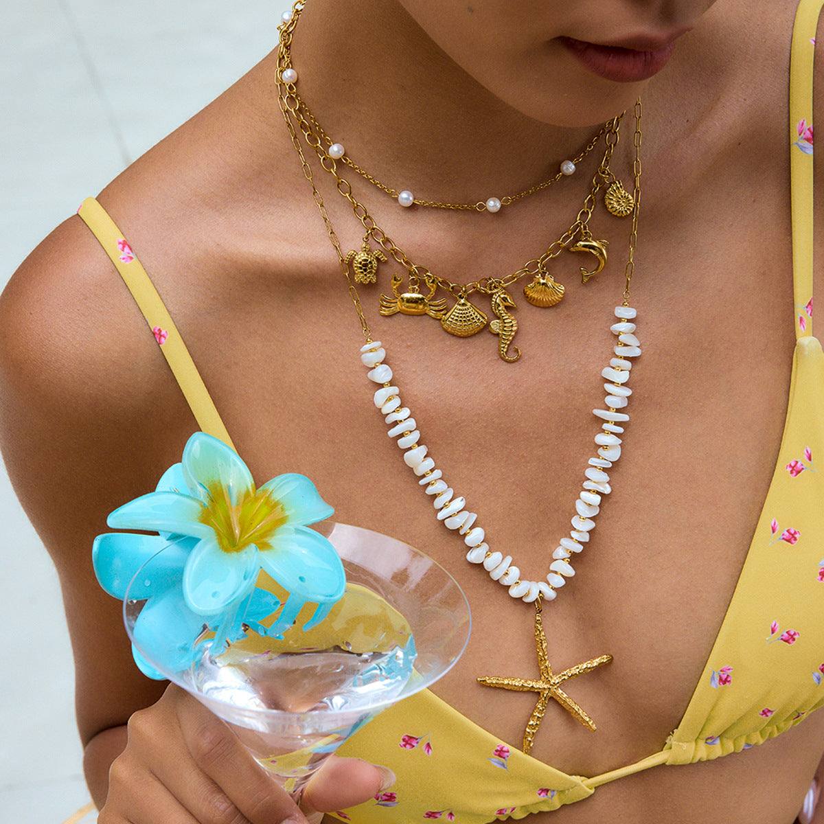 Wholesale 18K Gold Stainless Steel Natural Stone Necklace