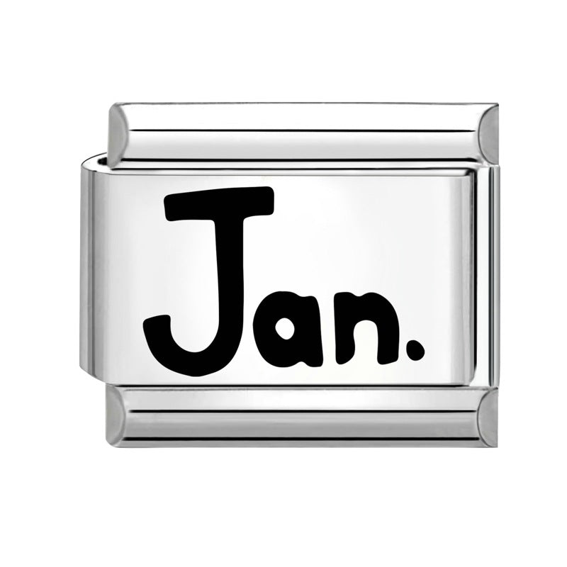 Wholesale Italian Calendar-Themed DIY Modular Bracelet Black White Stainless Steel for Jewelry Accessory Everyday Wear