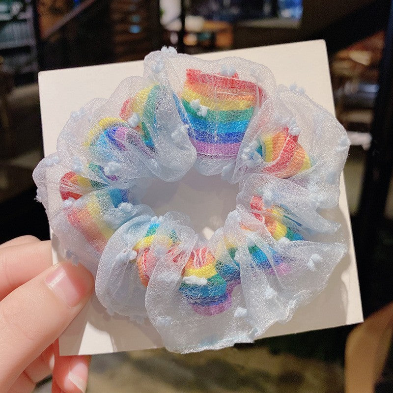 Wholesale fabric rainbow color headband cute mesh headband ACC-HS-linx001