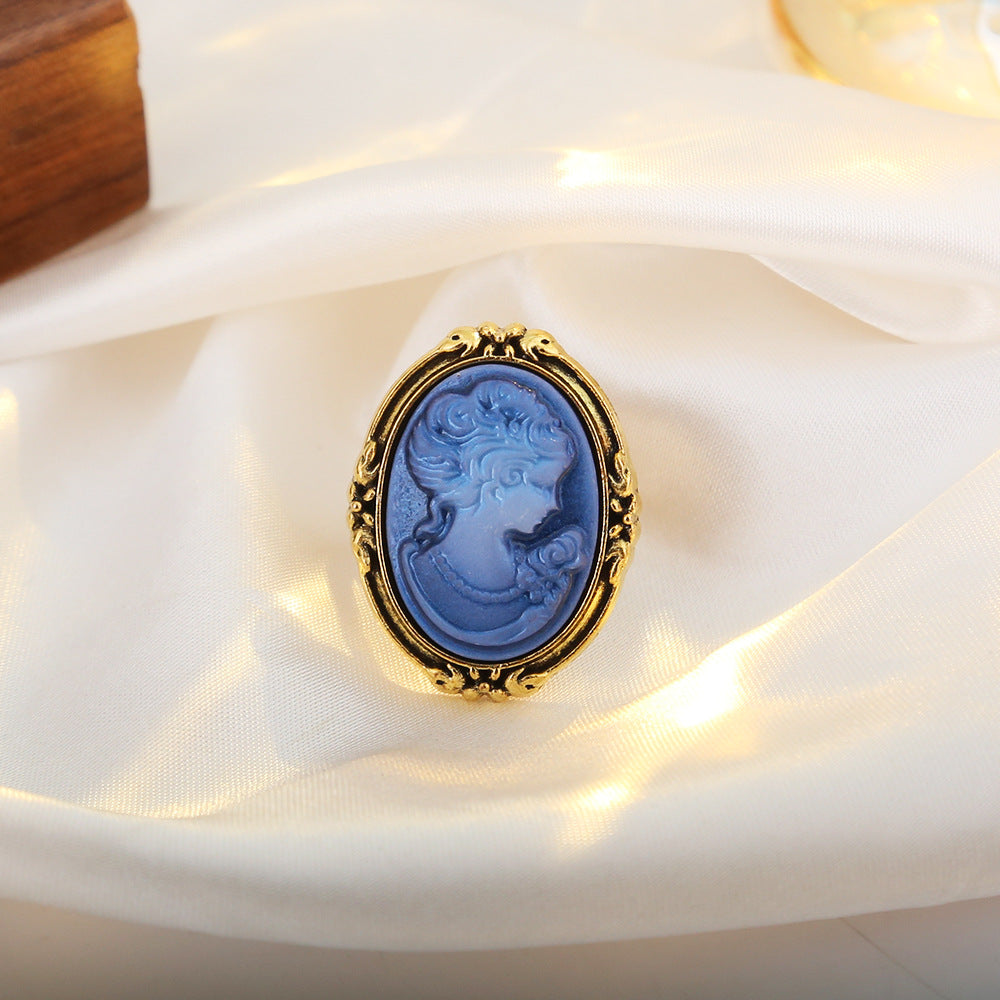 Wholesale Vintage Cameo Oval Portrait Ring Women Retro Court Style Fashion Jewelry Accessory Gift