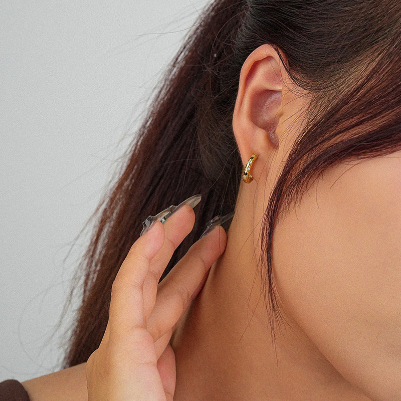 Wholesale 925 Sterling Silver Retro Rainbow Zircon Ear Buckle Earrings