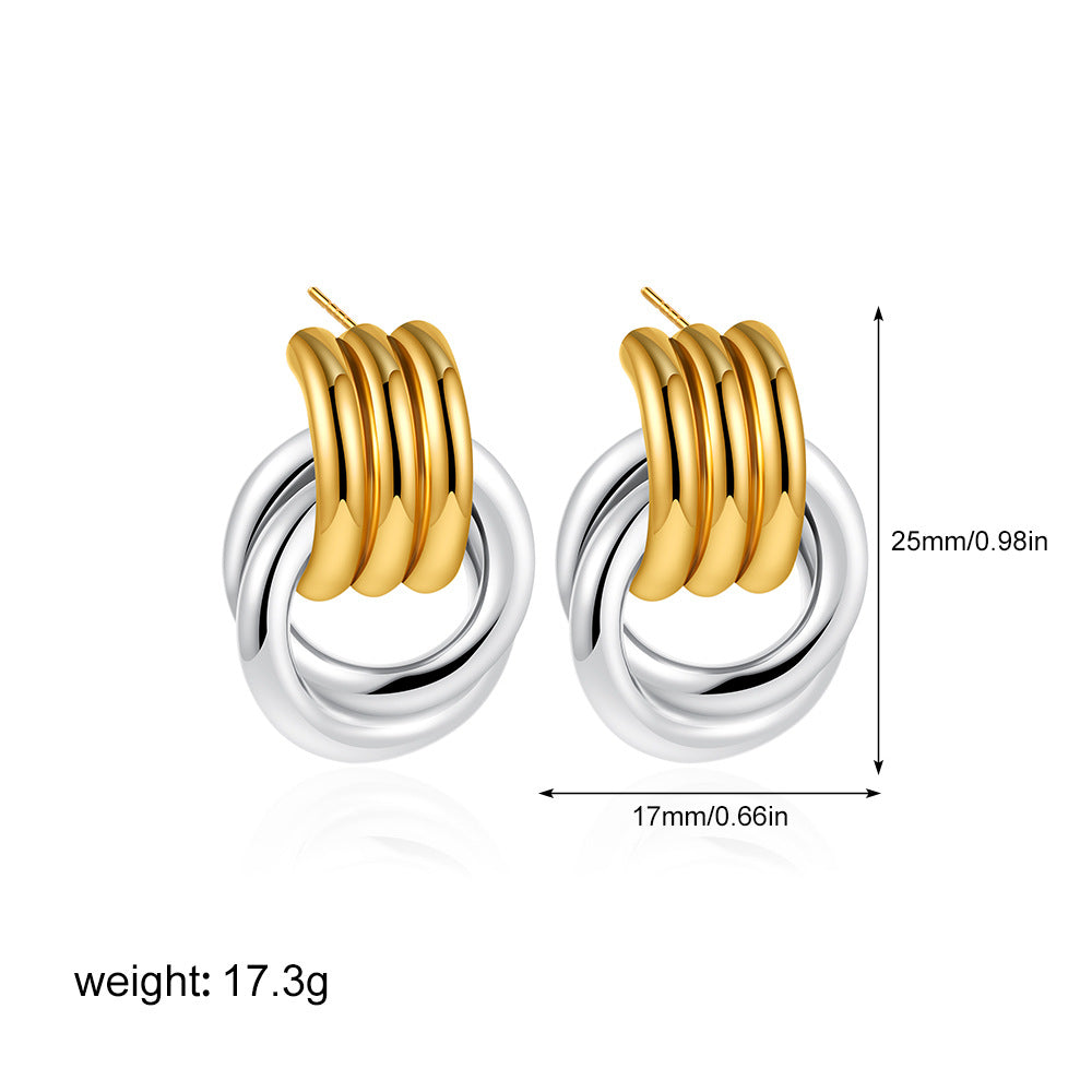 Wholesale 18K Gold and Silver Double Color Earrings