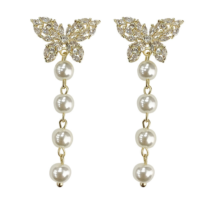 Wholesale S925 silver pin  butterfly earrings