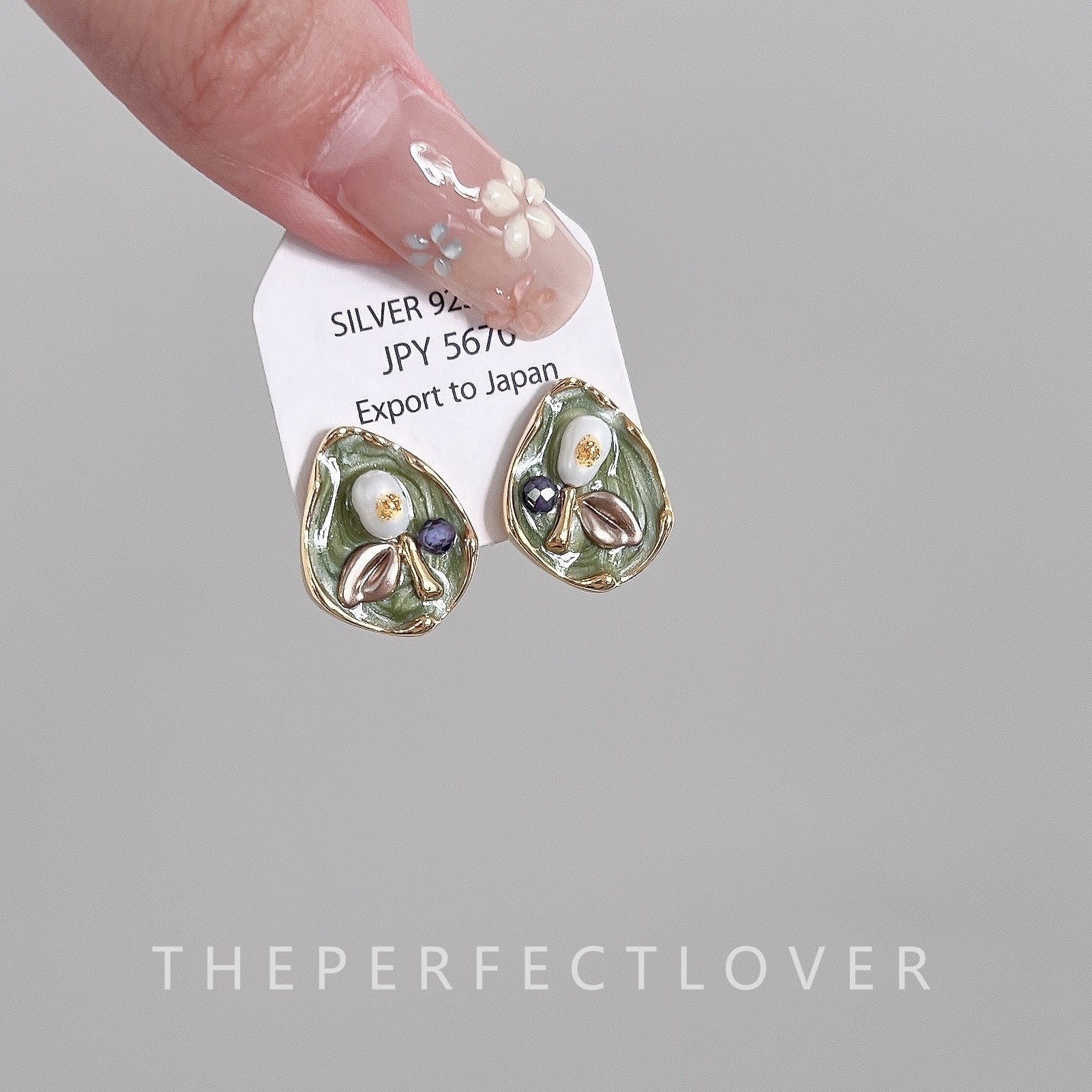 Wholesale Oil Painting Gold Freshwater Pearl Flower Earrings ACC-ES-ZhiRui004