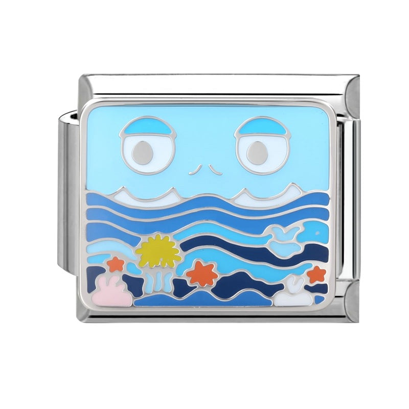 Wholesale 9mm Italian Charm Starter Bracelets DIY Marine Series Stainless Steel Composable Bracelet