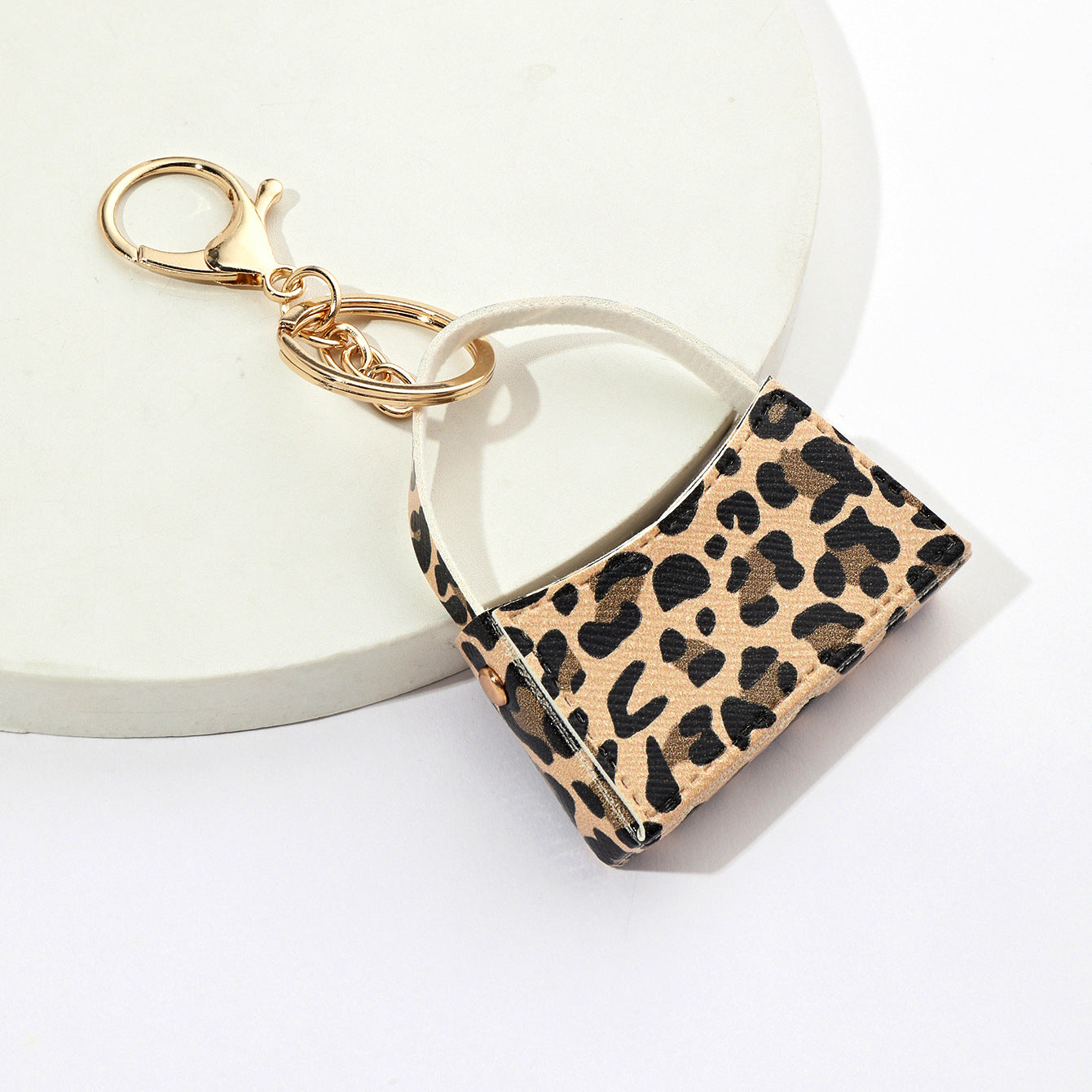 Wholesale Leopard Print Small Curved Bag PU Leather Coin Purse Keychain Pendants ACC-KC-XTZ010