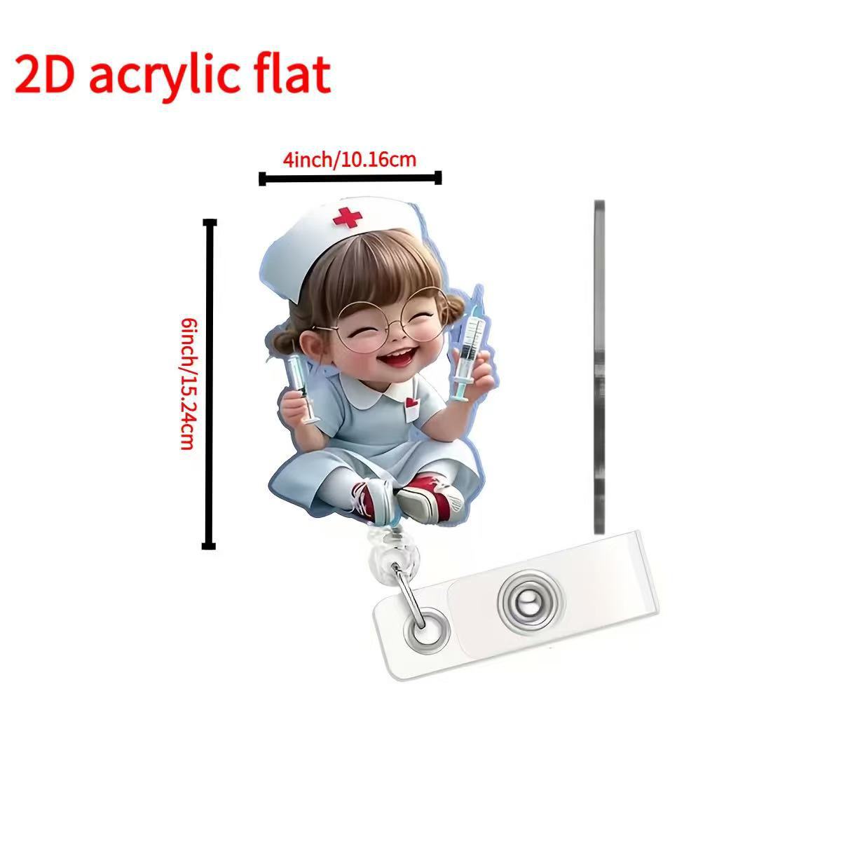 Wholesale Decorative Acrylic Badge Reel with  Heart Demon Design,  Retractable ID Holder for Resale