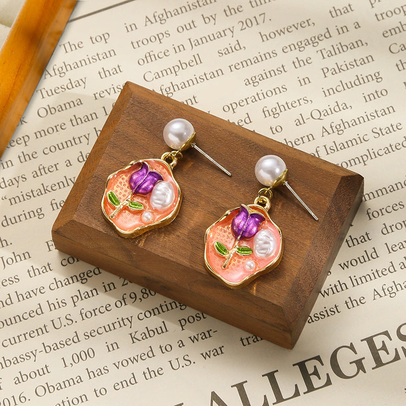 Wholesale Oil Painting Earrings Colorful Earrings