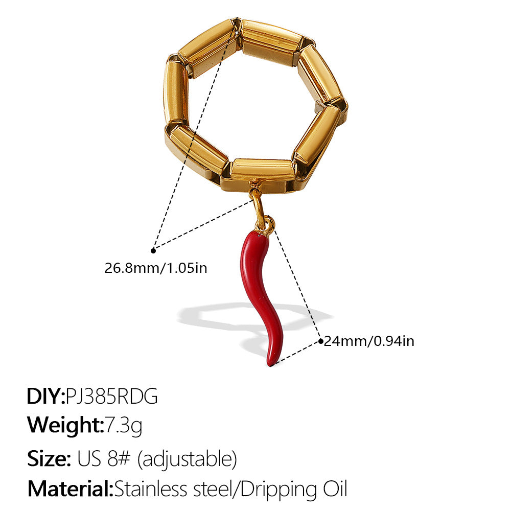 Wholesale DIY Pendant Ring Stainless Steel Plated with 18K Gold Exaggerated Multi-Element Pendant Ring for Women
