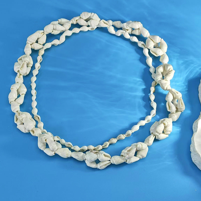 Wholesale Women's long natural shell snail beaded necklace