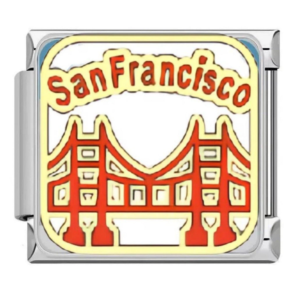 Wholesale Italian Charms Bracelet DIY Fashion Accessory World Landmark Design Titanium Steel Enamel Charms Gift For Resale