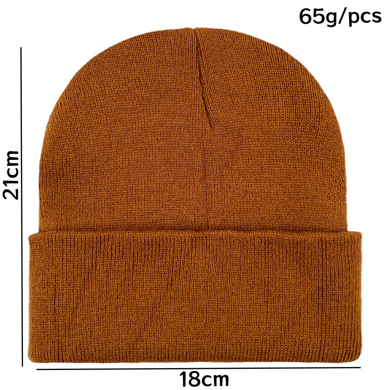 Wholesale Solid color knitted hat,  smooth plate cold hat curled brim Hat