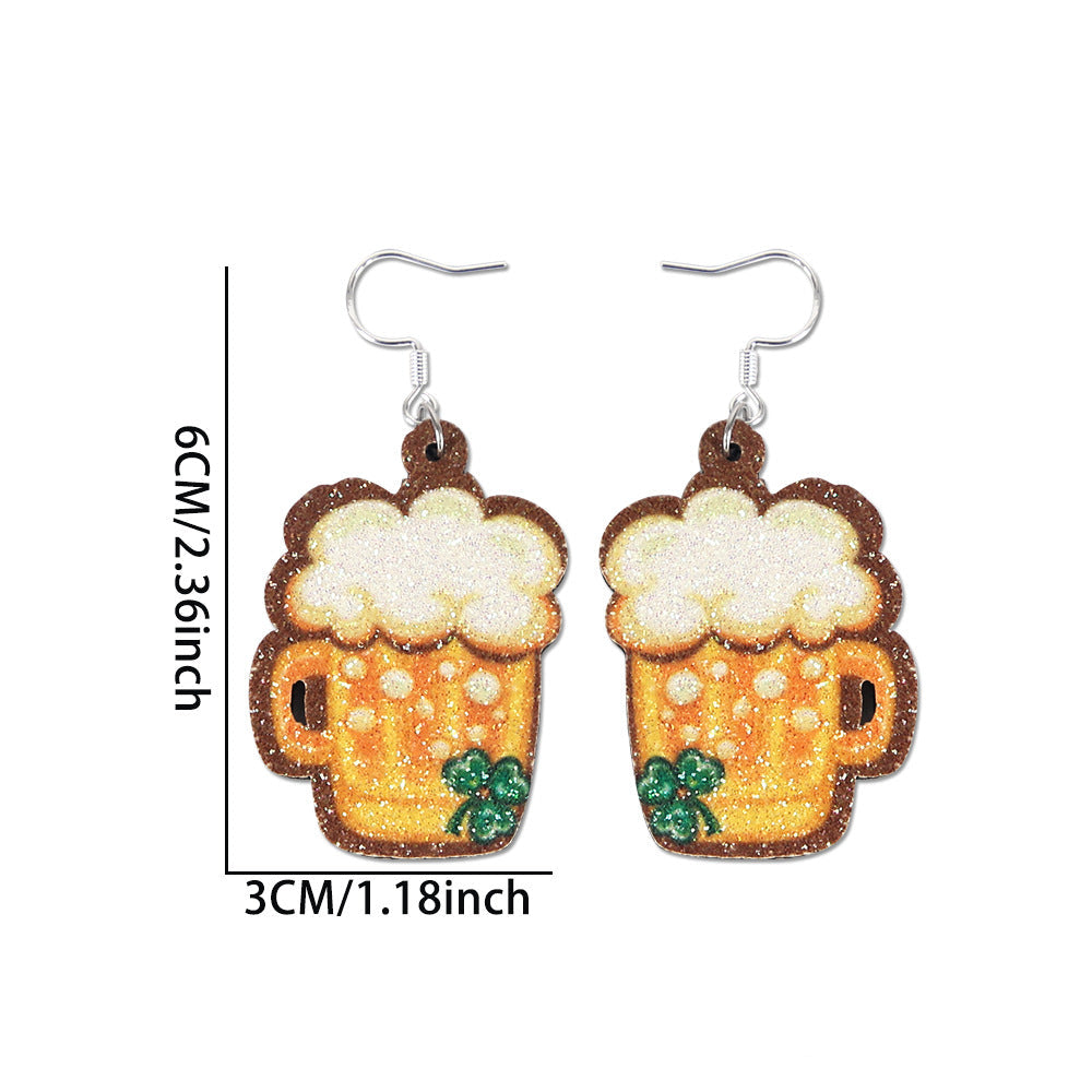 Wholesale St. Patrick's Day Earrings Green Clover Hat Earrings