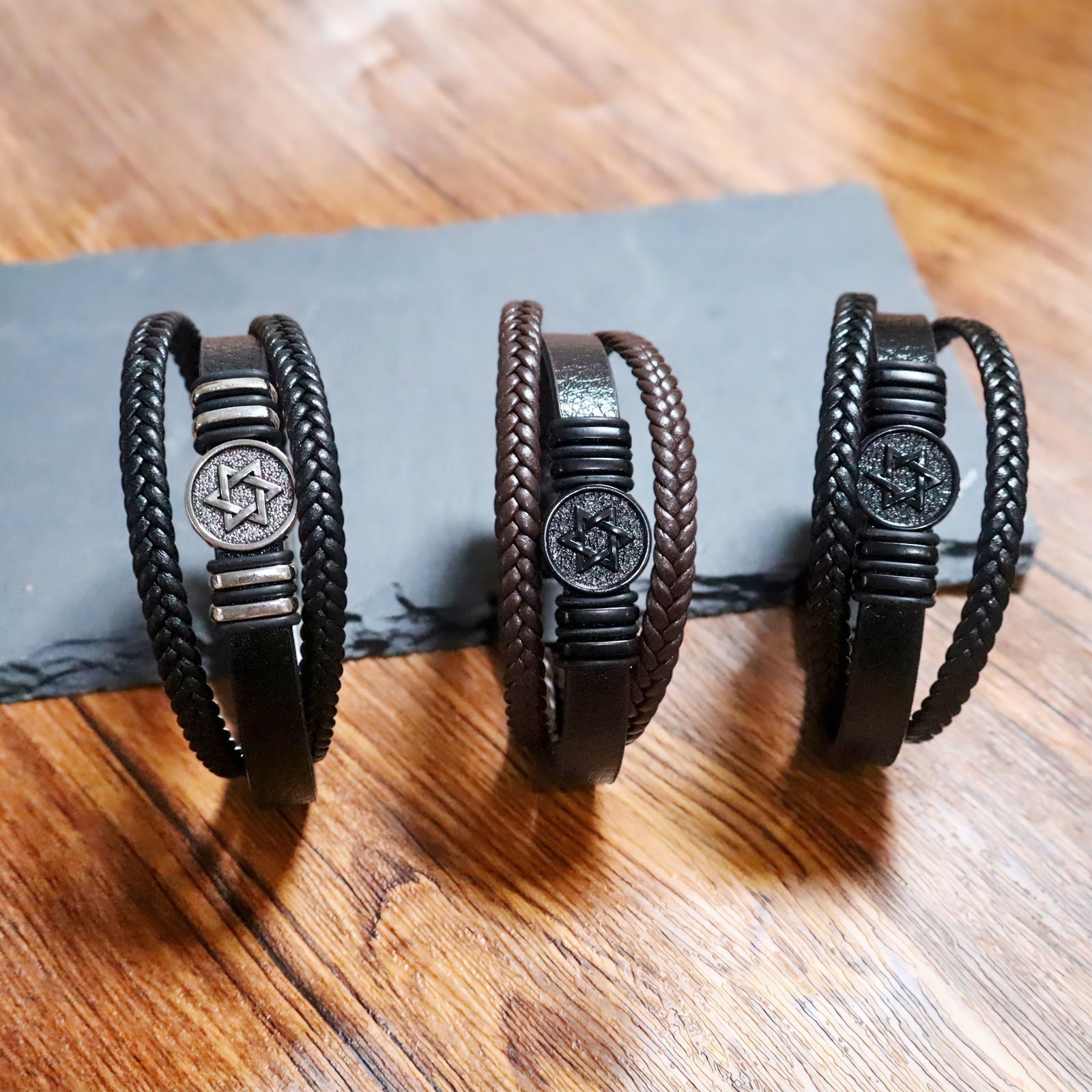 Wholesale Braided Leather Bracelet Wish Tree Design Multi Layer Stacking Wristband For Men Unisex Fashion Jewelry Accessory Gift