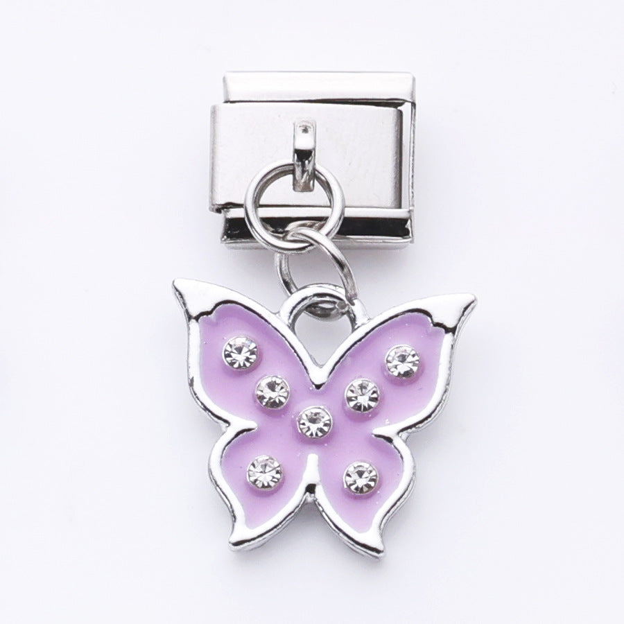 Wholesale 10pcs Italian Charm Bracelet 9mm DIY Splicing Oil Drop Butterfly Sunflower Stainless Steel Composable Bracelet