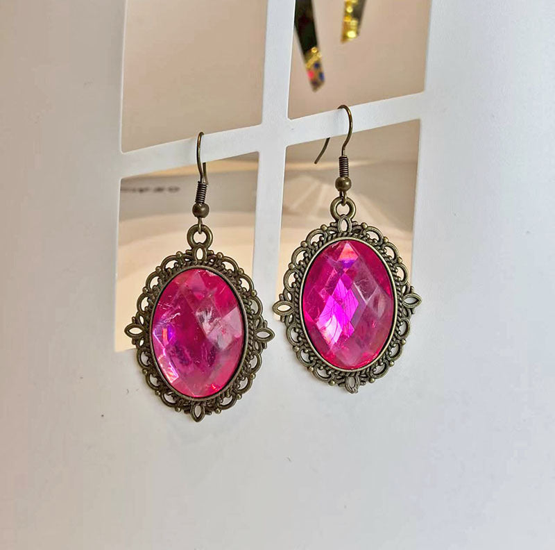 Wholesale Vintage Oval Acrylic Gem Earrings Geometric Fashion Jewelry Accessory for Women