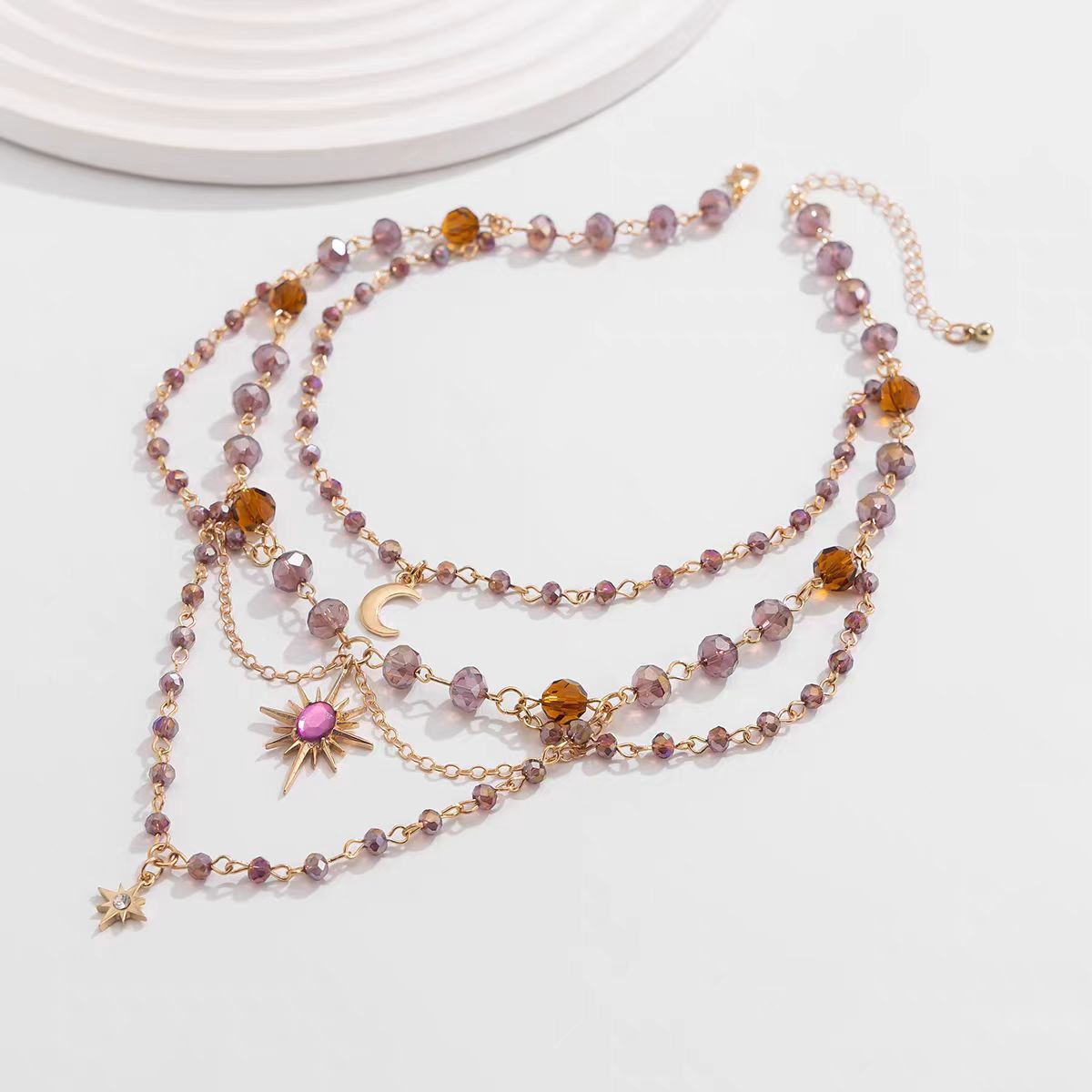 Wholesale Layering Sun Tassel Pendant Clavicle Chain Necklace Jewelry Accessory for Resale