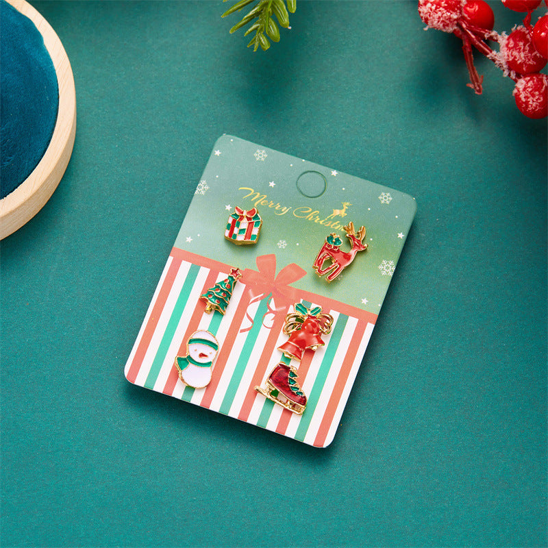 Wholesale Christmas Series Brooch 6 Pack Cartoon Dripping Oil Santa Claus  Brooch