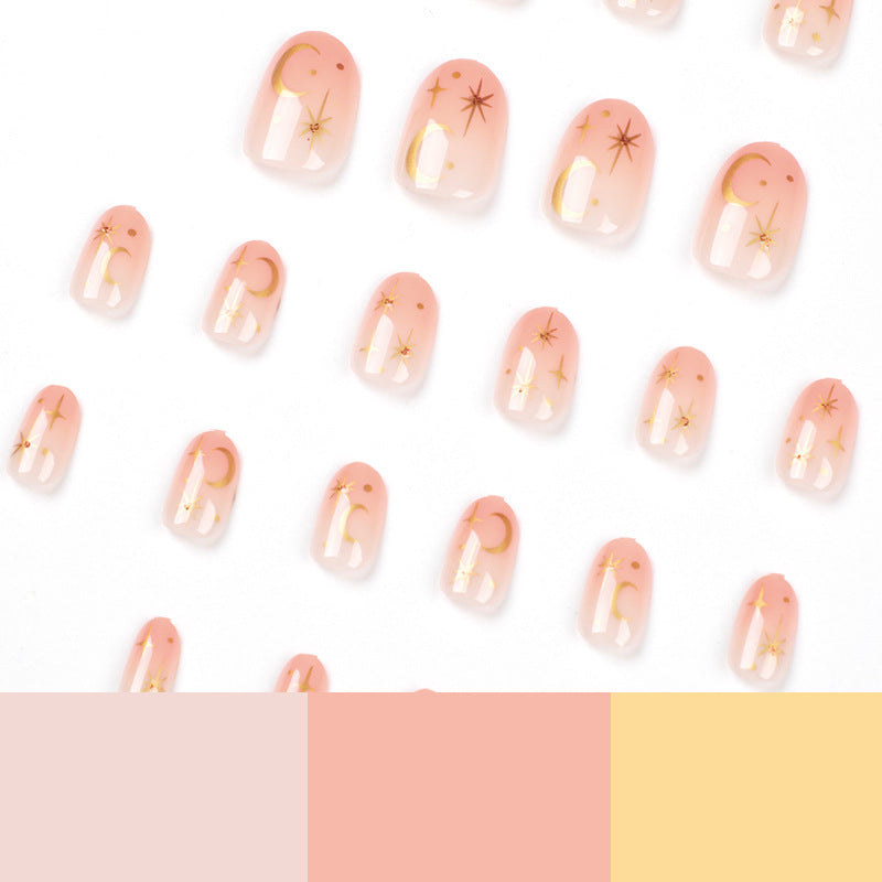 Wholesale 24 Pieces/box Star Moon Press-on Nails Kits Nail Stickers ACC-NS-LeFan043