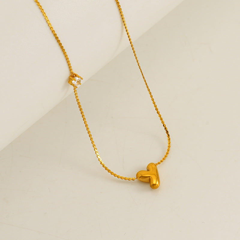 Wholesale  Stainless steel inlaid zircon chubby 26 letters pendant necklace