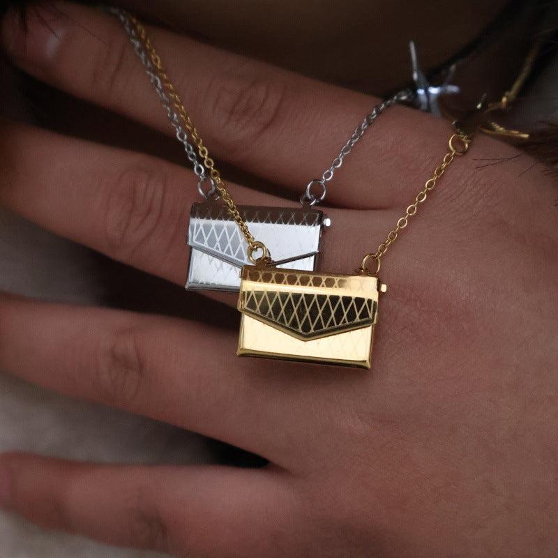 Wholesale Stainless Steel Flying Pigeon Love Letter Envelope Necklace