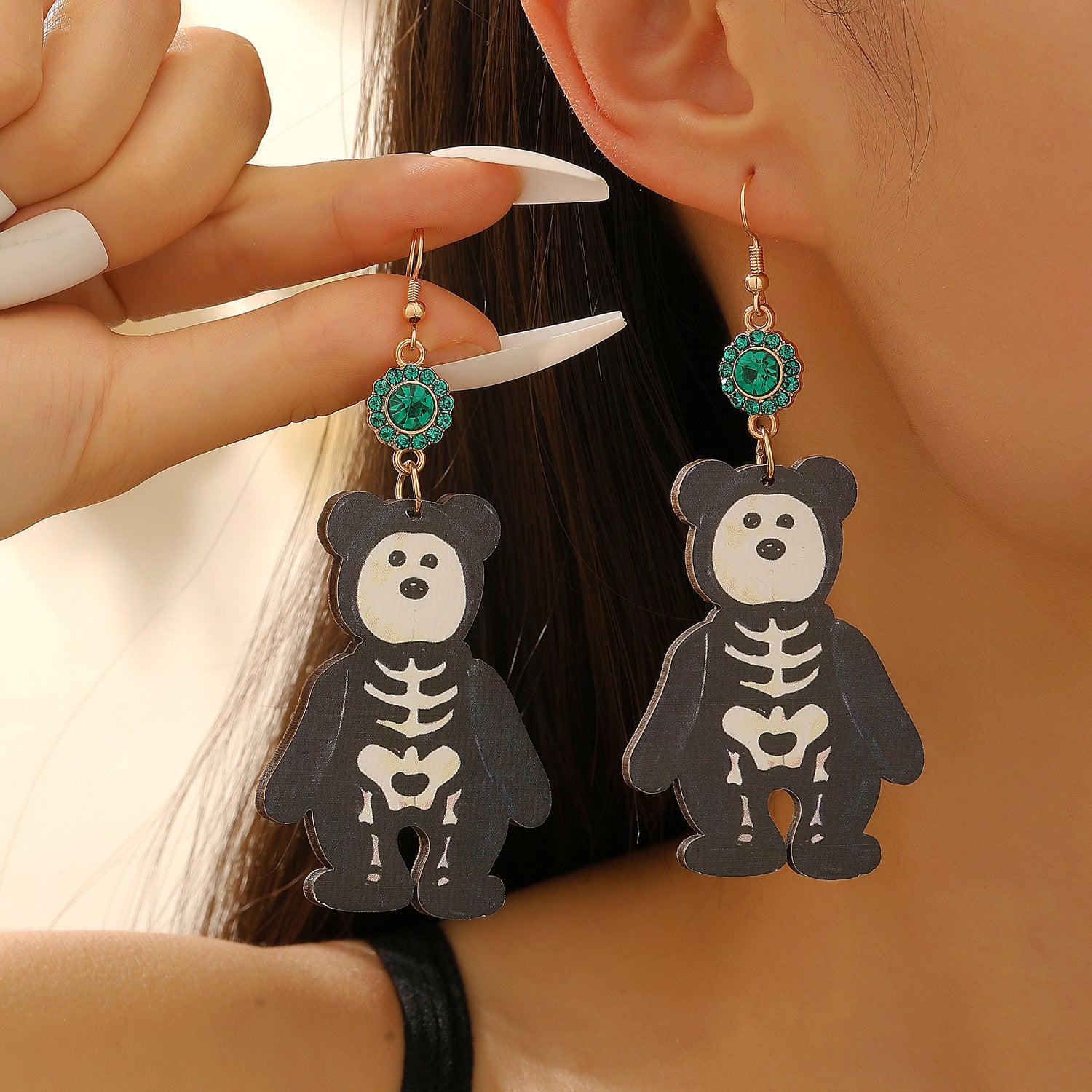 Wholesale  Little Bear Wooden Earrings Gold-Tone Fashion Accessory Gift