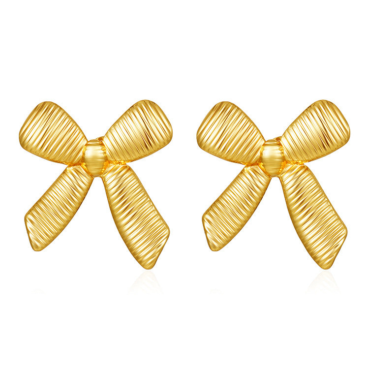 Wholesale Square Stripe Stainless Steel Light Luxury 18K Earrings ACC-ES-MuShan026