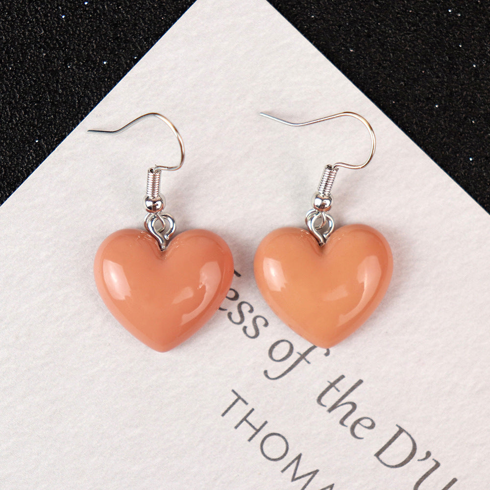 Wholesale Valentine' s Day Resin Flat Pearl Heart Earrings