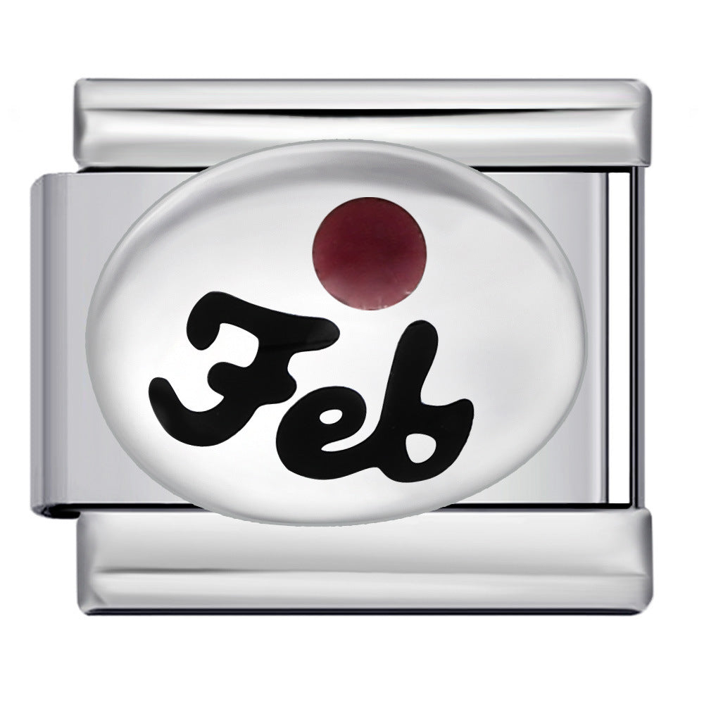 Wholesale Italian Charm Bracelet 9mm DIY Splicing 12 Birthstones Stainless Steel Composable Bracelet