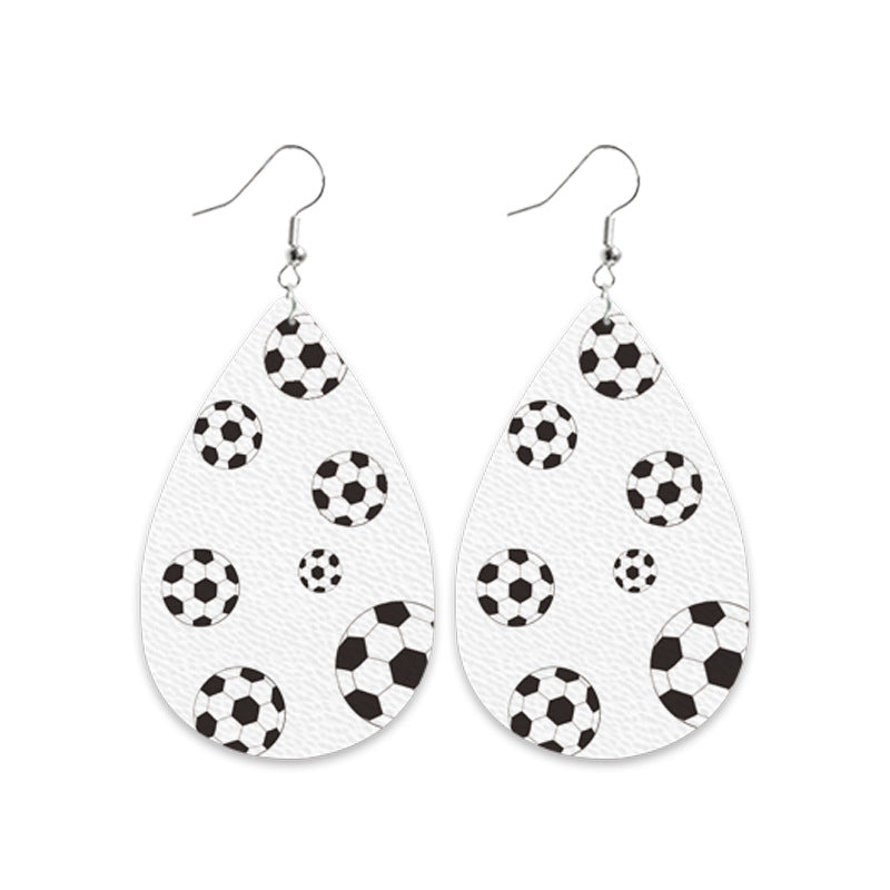 Wholesale 2 Pairs/pack Football Rugby Leather Earrings ACC-ES-HY182