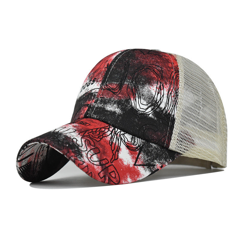 Wholesale Tie Dye Cross Ponytail Baseball Cap Women S Fashion Summer Sun Hat