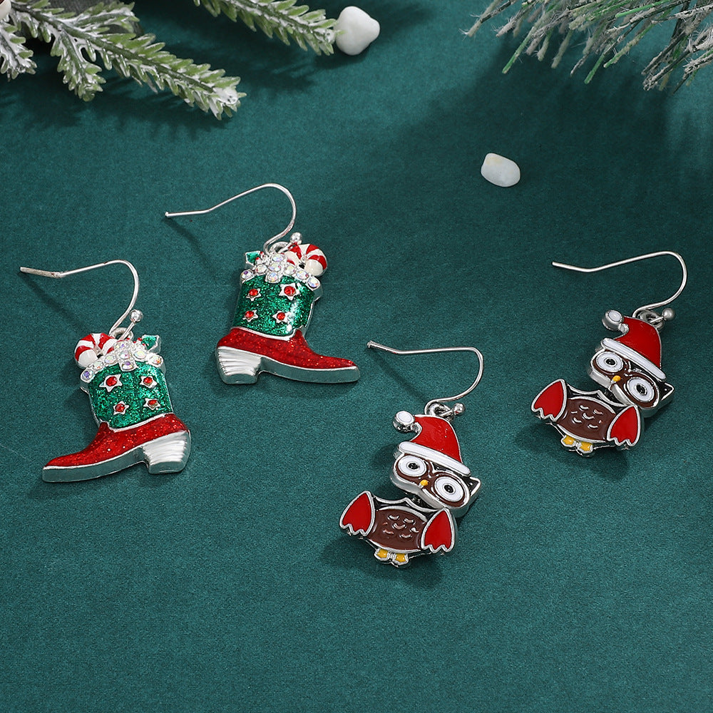 Wholesale Christmas crutches bell earrings