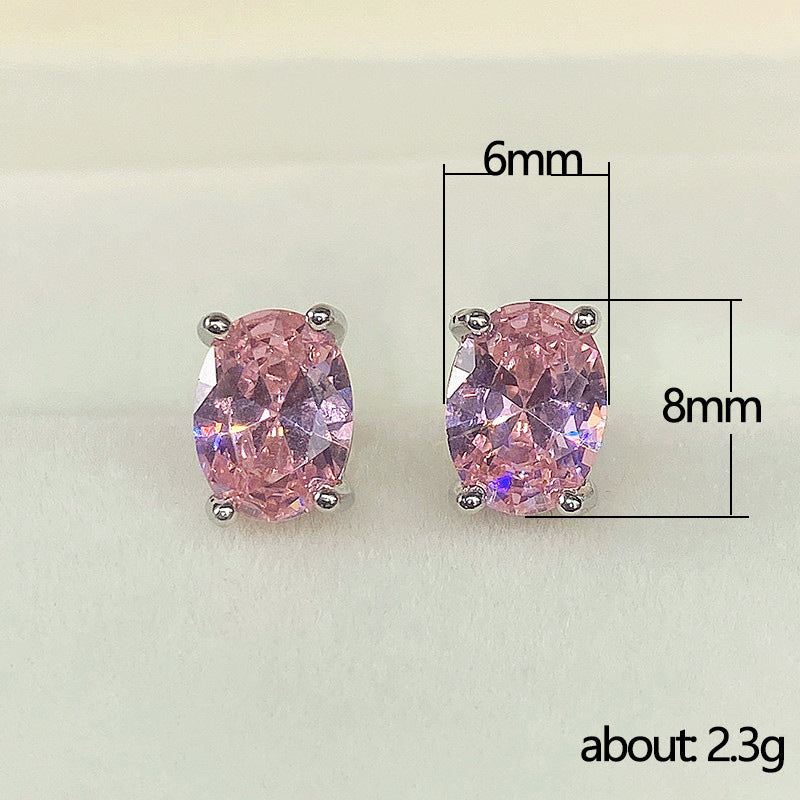 Wholesale Simple Oval Brilliant Zircon Earrings