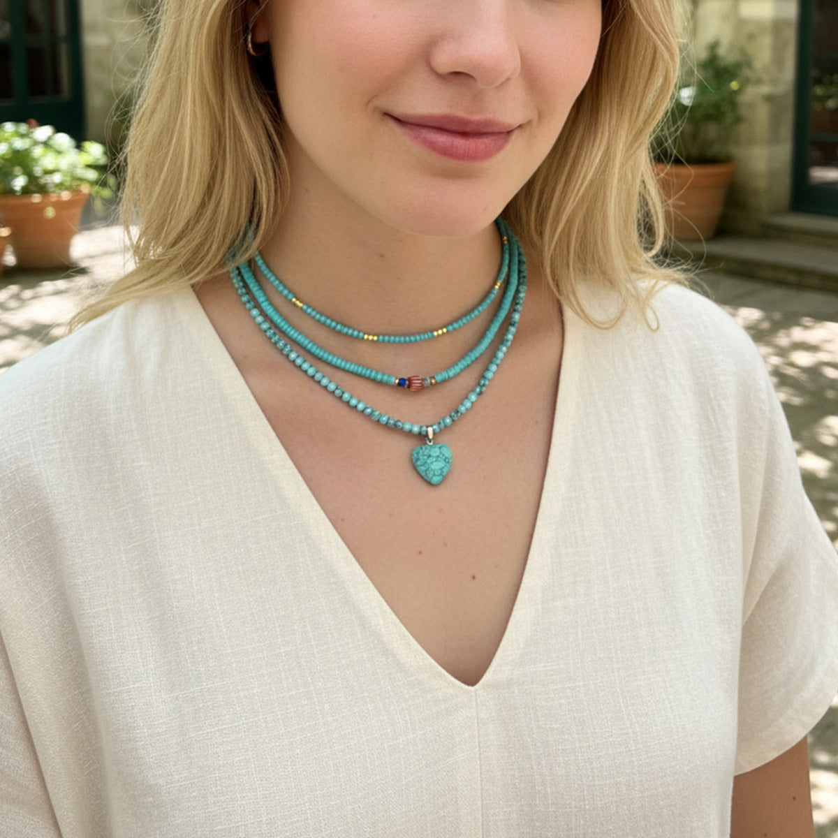 Wholesale Luxury Turquoise Beaded Clavicle Necklace