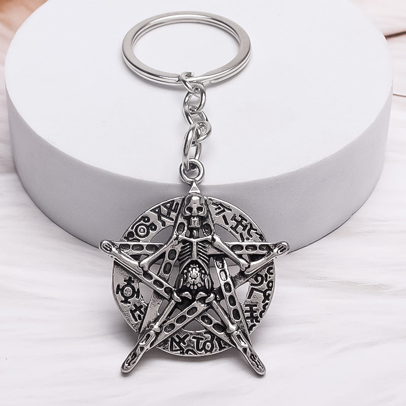 Wholesale Stylish Silver Skull Star Key Pendant Alloy Car Key Accessory Chic Resale