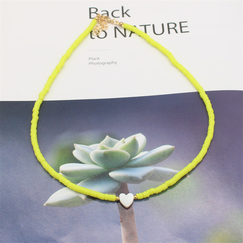 Wholesale soft pottery necklace  shell love beaded necklace