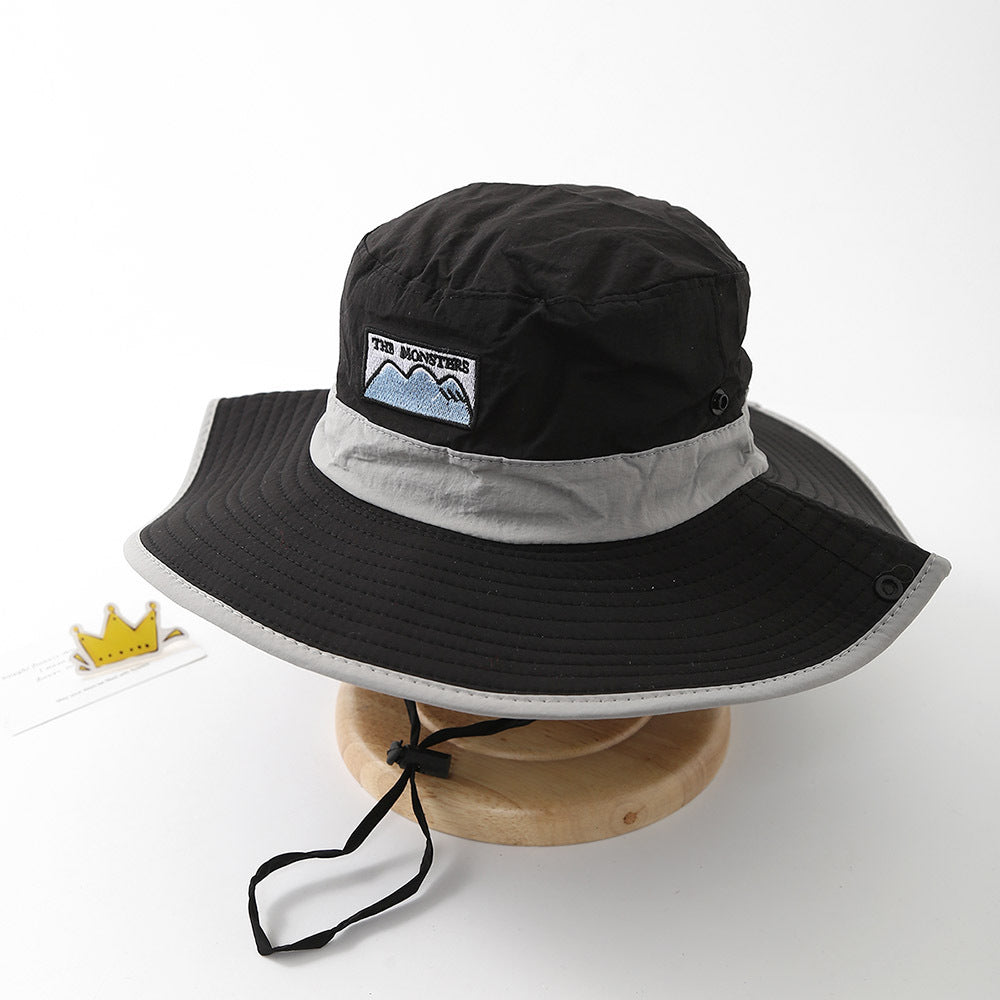 Wholesale  Children's Fisherman Hat Breathable Drawstring Outdoor Sun Protection Basin Hat