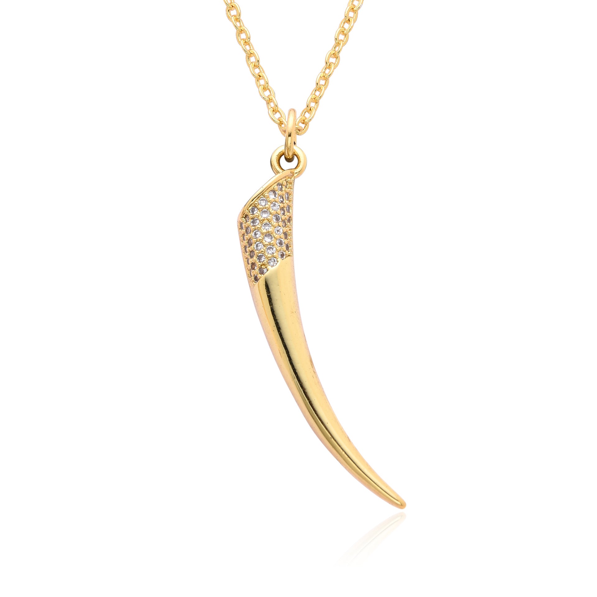 Wholesale sword Crescent ivory pendant necklace micro inlaid zircon  chain necklace