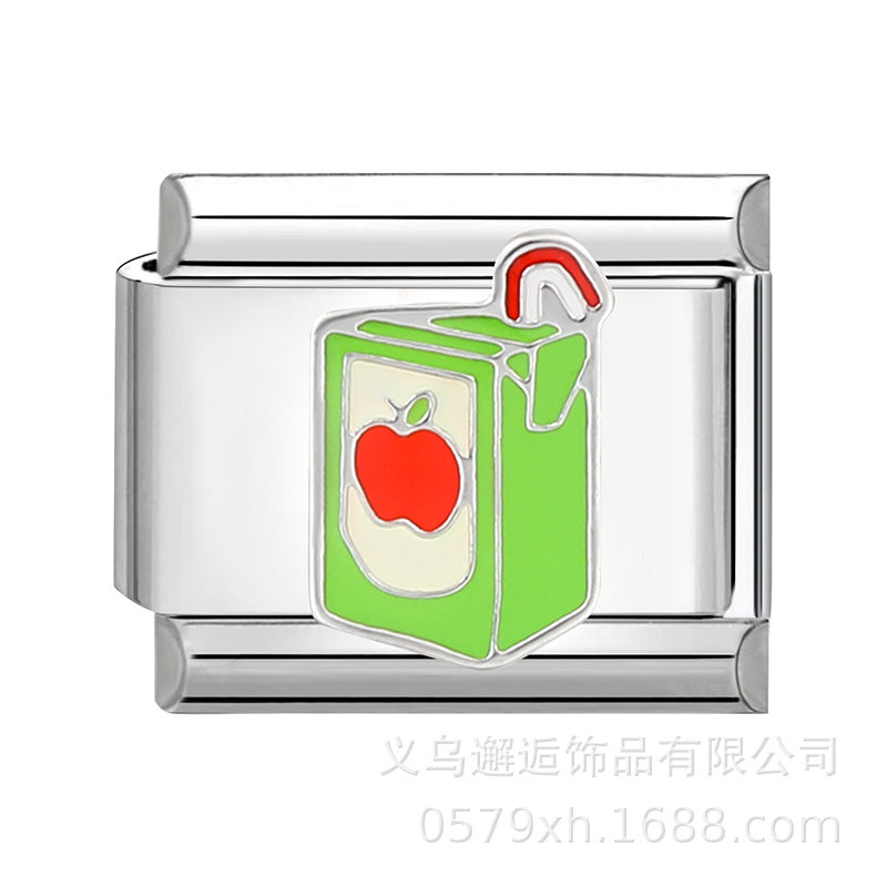 Wholesale  Italian Charm Bracelet 9mm DIY Splicing Removable Cartoon Food Stainless Steel Composable Bracelet