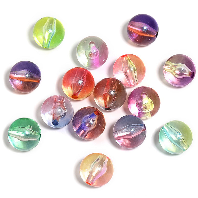 Wholesale 100pcs Fine Glitter Colorful Round Gradient Acrylic Beads DIY Beaded Accessories ACC-BDS-BLG085