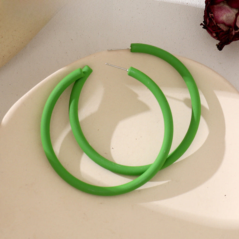 Wholesale 925 silver needles semi-round candy color C- shaped earrings